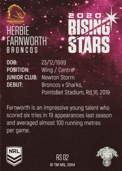 2021 NRL Traders - Rising Stars #RS02 Herbie Farnworth Back